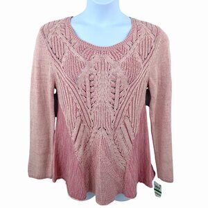 NWT STYLE & CO PINK COMBO SWEATER ROMANTIC CHARM - L